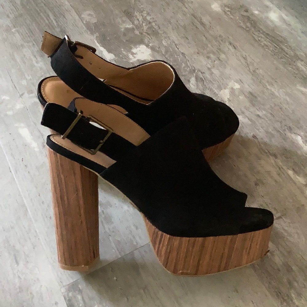 Black suede pumps